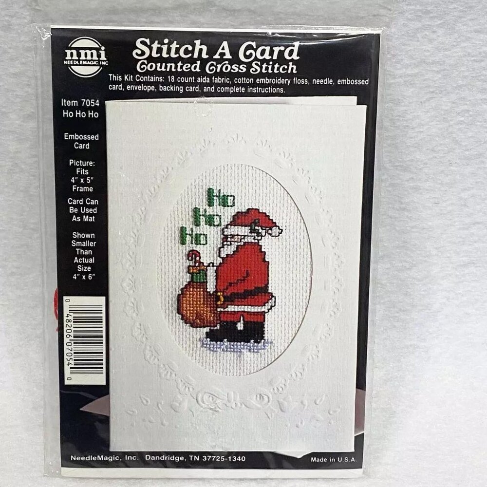 NMI Stitch A Card Cross Stitch Kit | Item 7054 Ho Ho Ho Santa Card
